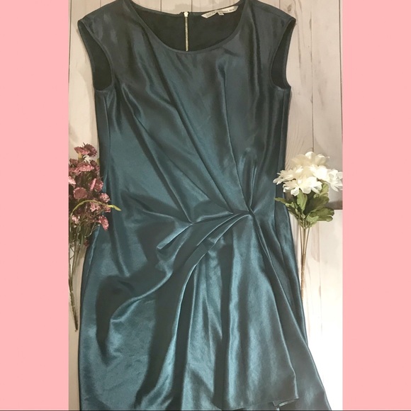 👗-Rachel Roy Jade Stretch Satin Teal Dress - Picture 2 of 8